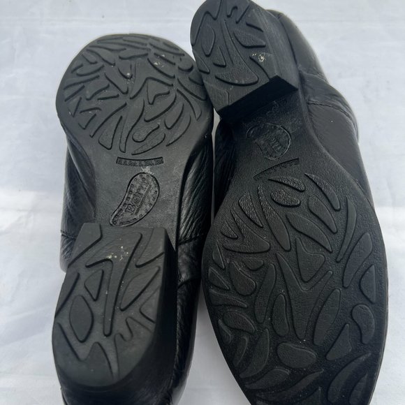 Born Black Leather Round Toe Comfort Slip On Block Heel Clog Shoes Size 8.5 - Picture 8 of 9